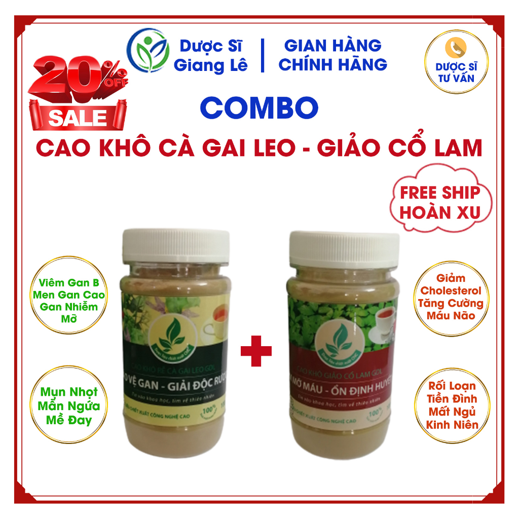Cao Khô Cà Gai Leo, Giảo Cổ Lam duocsy_giangle Hiệu Quả Bảo Vệ Gan, Giải Độc Rượu; Giảm Mỡ Máu, Ổn Định Huyết Áp