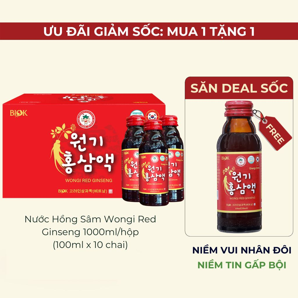 Hộp 10 Chai Nước Hồng Sâm Wongi Red Ginseng
