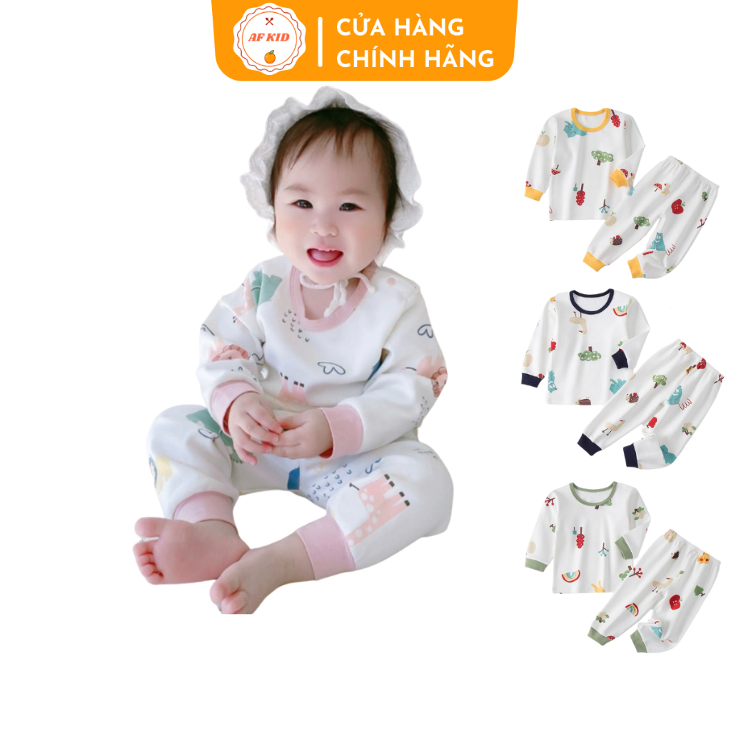 Bộ quần áo trẻ em dài tay Minky Mom Khu Rừng cho bé trai bé gái, vải thun lạnh cao cấp siêu co giãn và mềm mịn 6-20kg