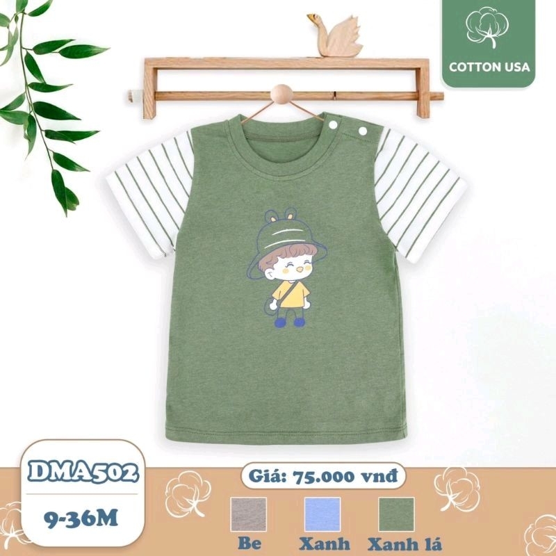 Áo cộc tay cổ tròn bé trai Dokma 9-36M mã DA1302, DA2175