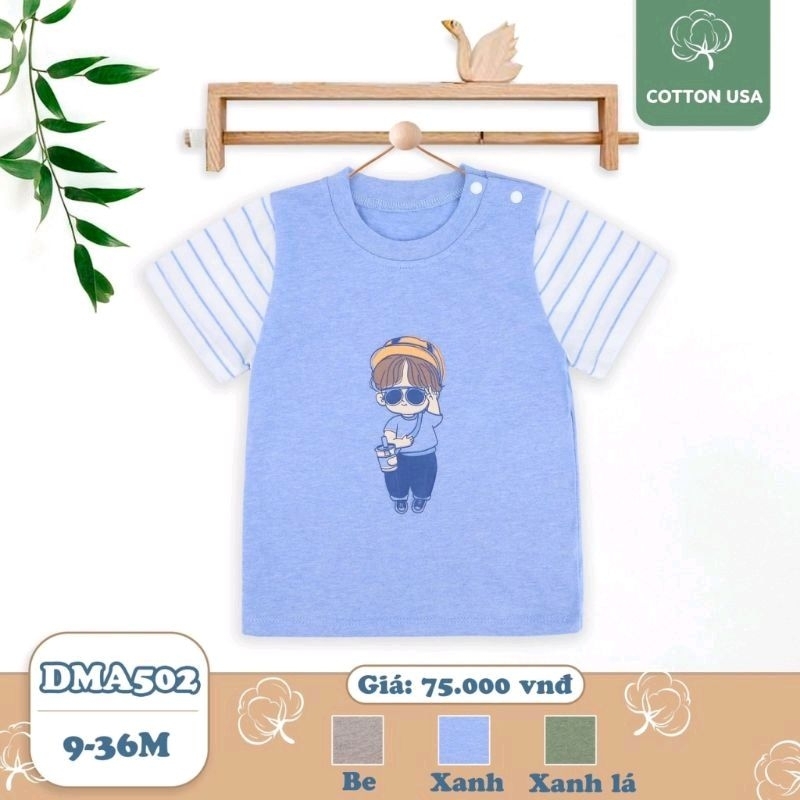 Áo cộc tay cổ tròn bé trai Dokma 9-36M mã DA1302, DA2175