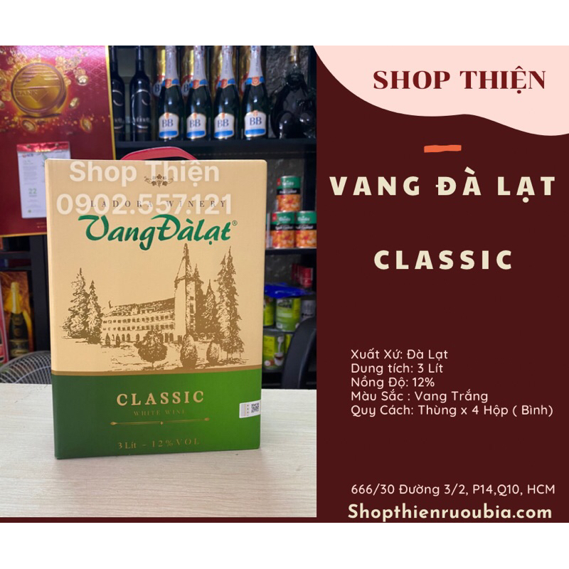 Vang Đà Lạt Classic Trắng 12 3 Lít
