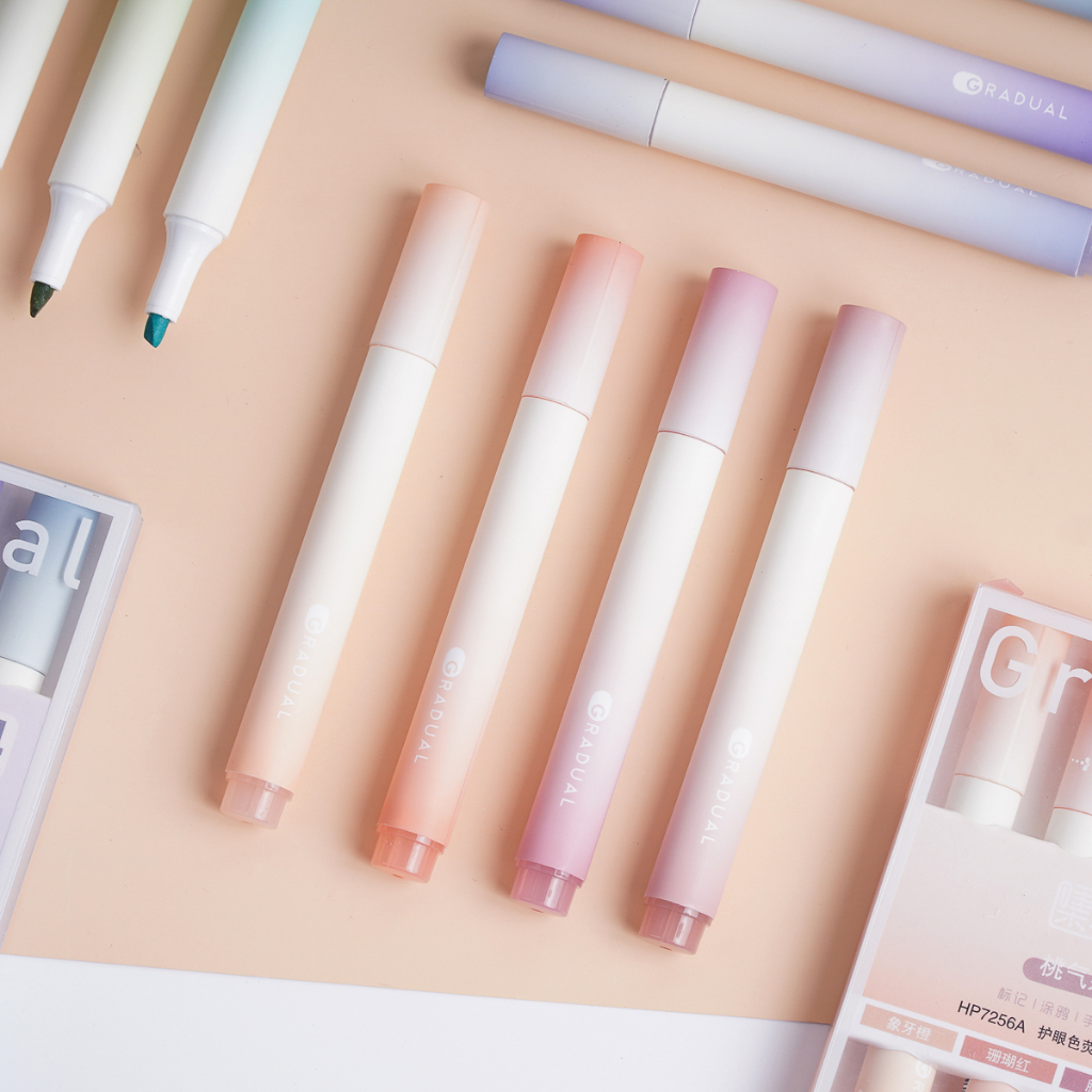 Hộp 4 Bút Màu Highlight Gradual Cao Cấp, Tông Màu Pastel Nổi Bật Ghi Nhớ Và Trang Trí HP7256