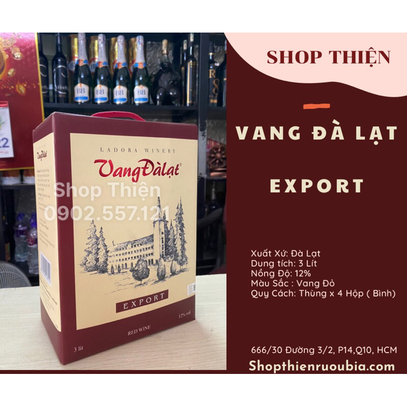 Vang Đà Lạt Export Đỏ 12 3 Lít