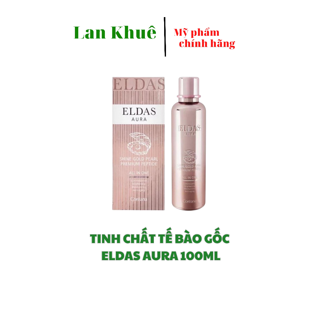 Tinh Chất Tế Bào Gốc Eldas Aura Shine Gold Pearl Premium Peptide All In One Coréana 100ml