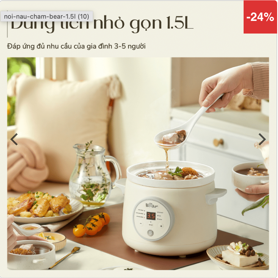 Nồi nấu chậm Bear 1.5L đa năng SB-NNC15 / NNC15 - Bảo hành chính nhãng 18 tháng