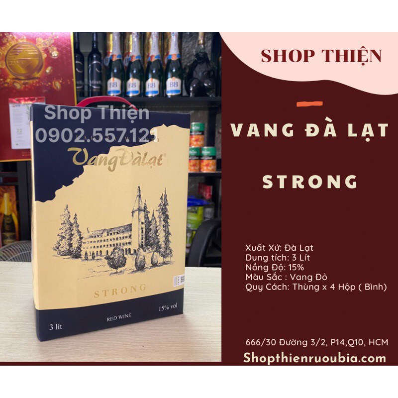 Vang Đà Lạt đỏ STRONG 15% 3 Lít