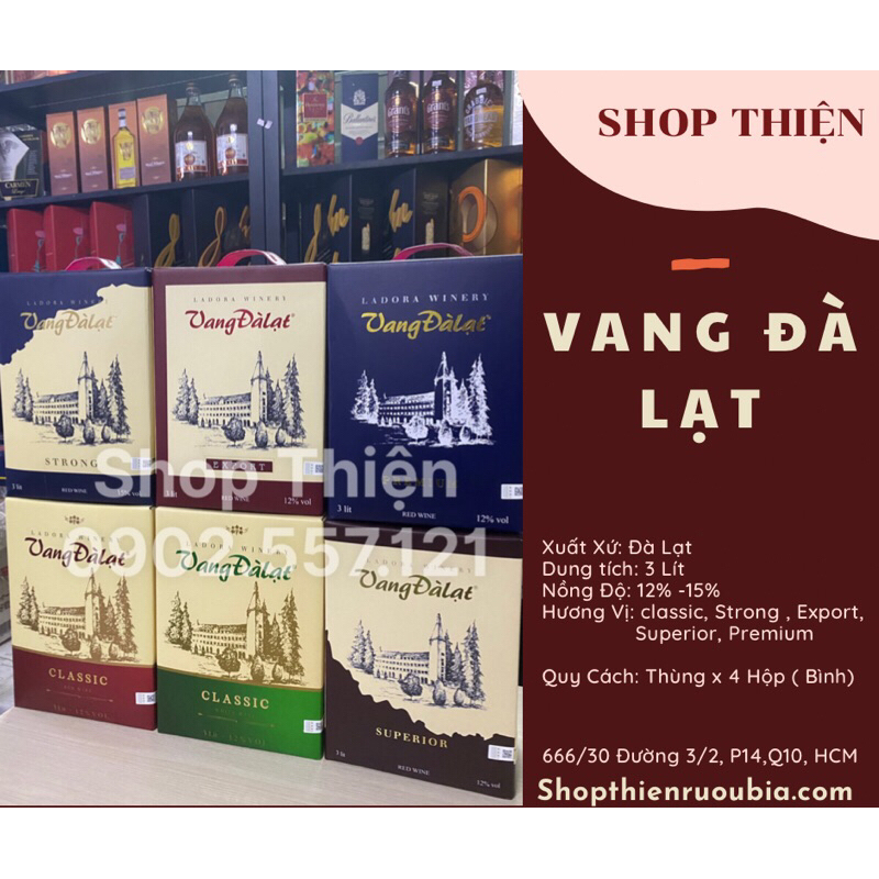 Thùng x 4 Hộp Vang Đà Lạt Hộp Giấy 3 Lít