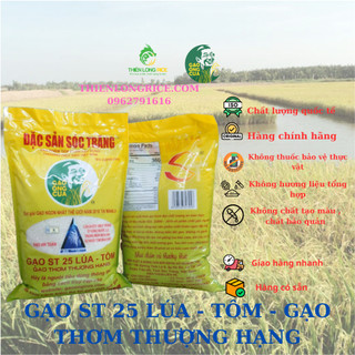 Gạo st 25 lúa-tôm túi 5 kg - chính hiệu hồ quang cua. nsx mới