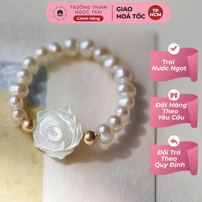 Nhẫn Ngọc Trai Bạc 3ly Mặt Hoa Hồng Sang Trọng - Ngọc Trai Trường Thịnh