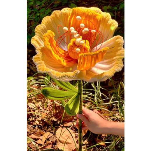 Hoa anh túc khổng lồ bằng kẽm nhung, phụ kiện, decor, quà tặn, hoa kẽm nhung handmade