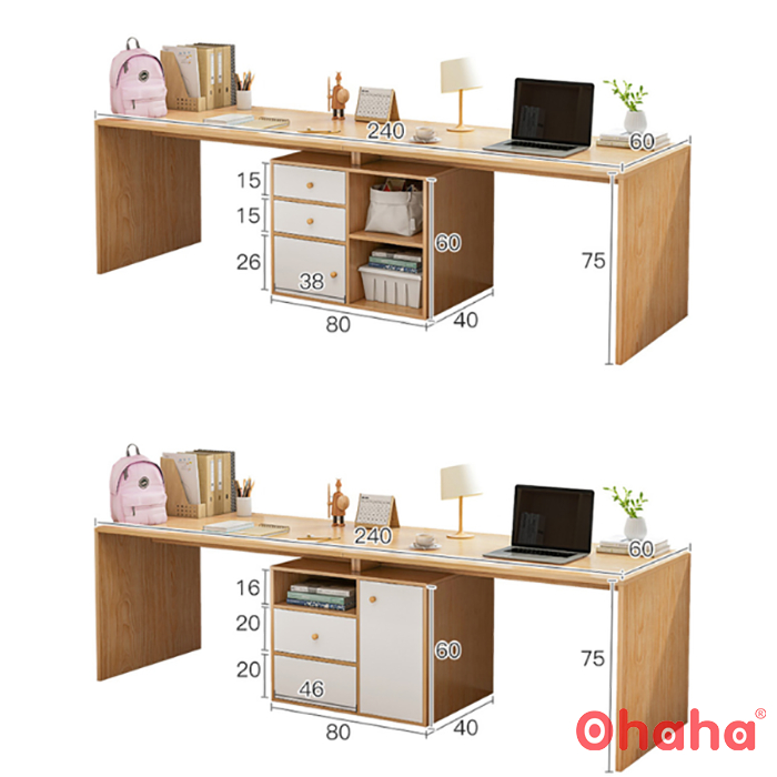Bàn Học Đôi Cho Bé Tiện Dụng OHAHA 001 - Nội Thất Lắp Ráp Thông Minh