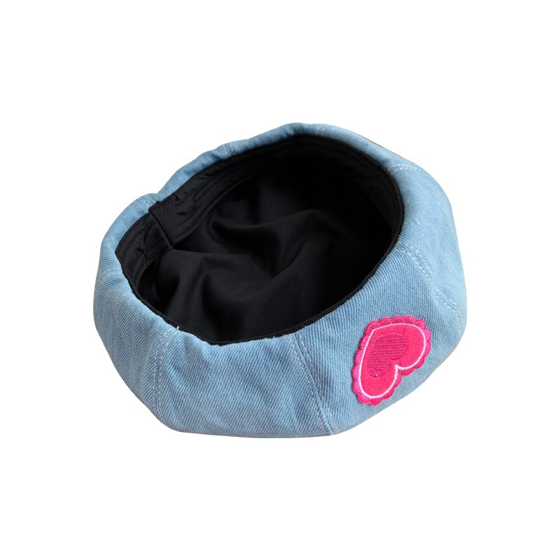 Mũ beret nồi nữ jean denim tym hồng phong cách Hàn Quốc trẻ trung - BR09