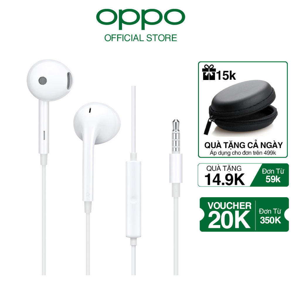 Tai nghe Oppo Chính hãng cho Oppo F5, F7, F9, F11, F11 Pro, ReNo, ReNo 2F, A5, A9 có micro nhét tai có dây DOGIA