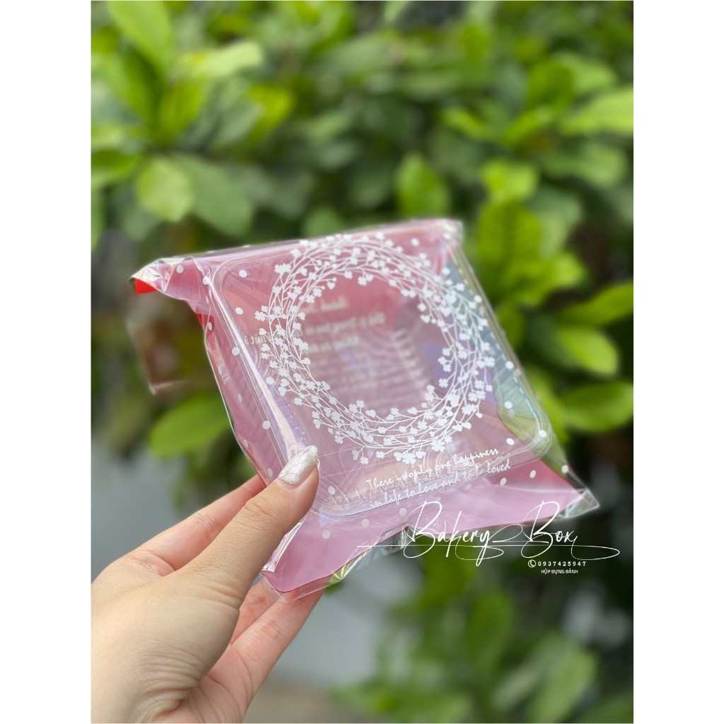 Set 100 | Khay Kèm Túi Dán Miệng HOA BI Đựng Bánh Trung Thu 250gr ~ 300gr
