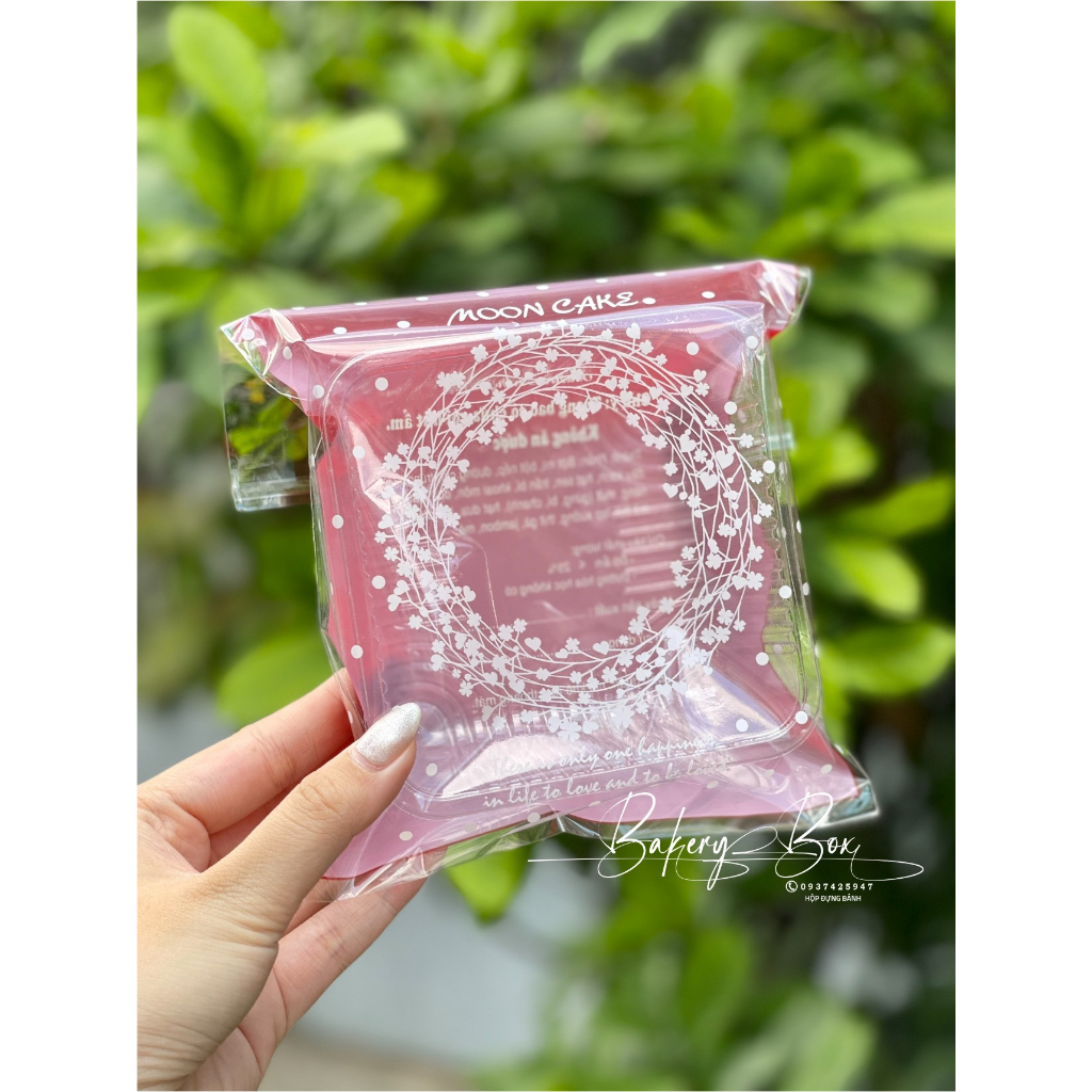 Set 100 | Khay Kèm Túi Dán Miệng HOA BI Đựng Bánh Trung Thu 250gr ~ 300gr