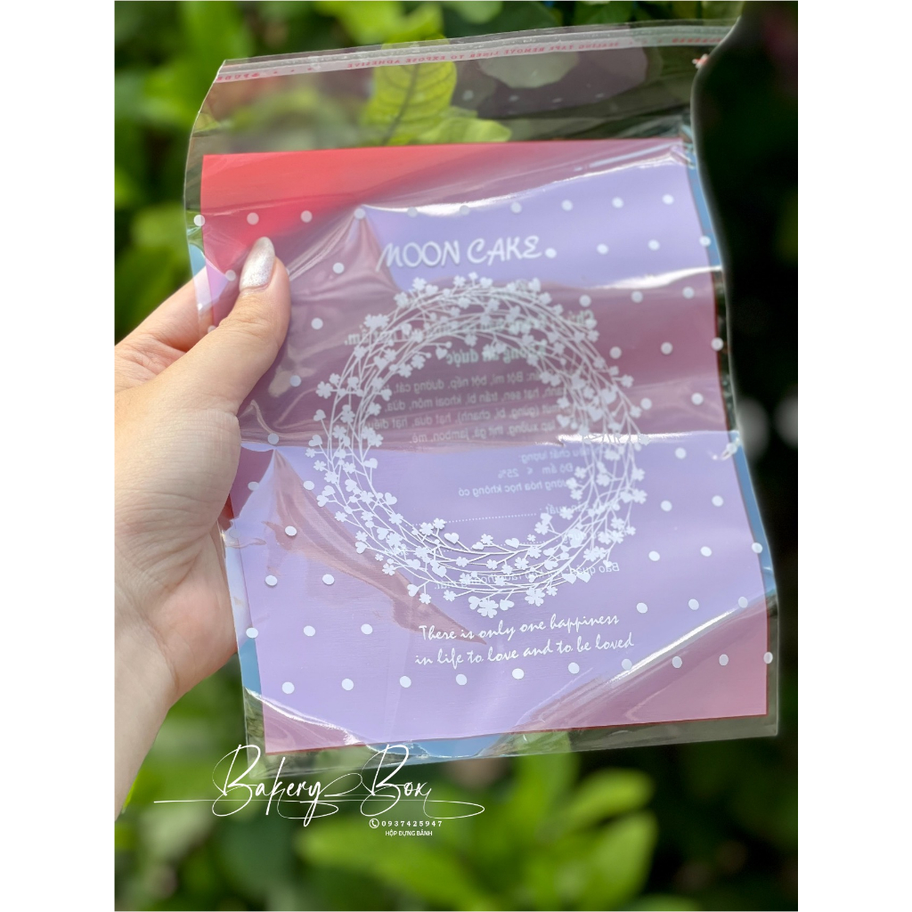 Set 100 | Khay Kèm Túi Dán Miệng HOA BI Đựng Bánh Trung Thu 250gr ~ 300gr