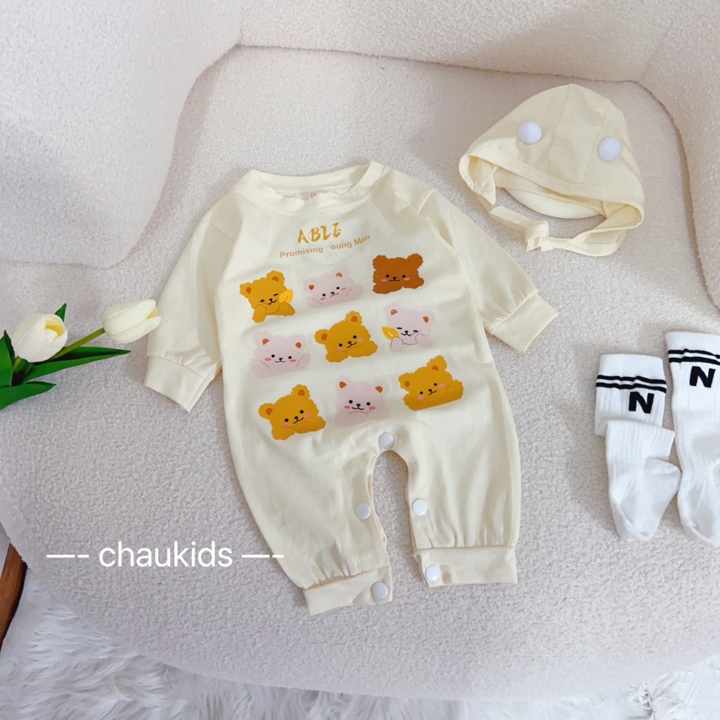 SET BODY KÈM MŨ HÌNH CHÚ GẤU DỄ THƯƠNG
