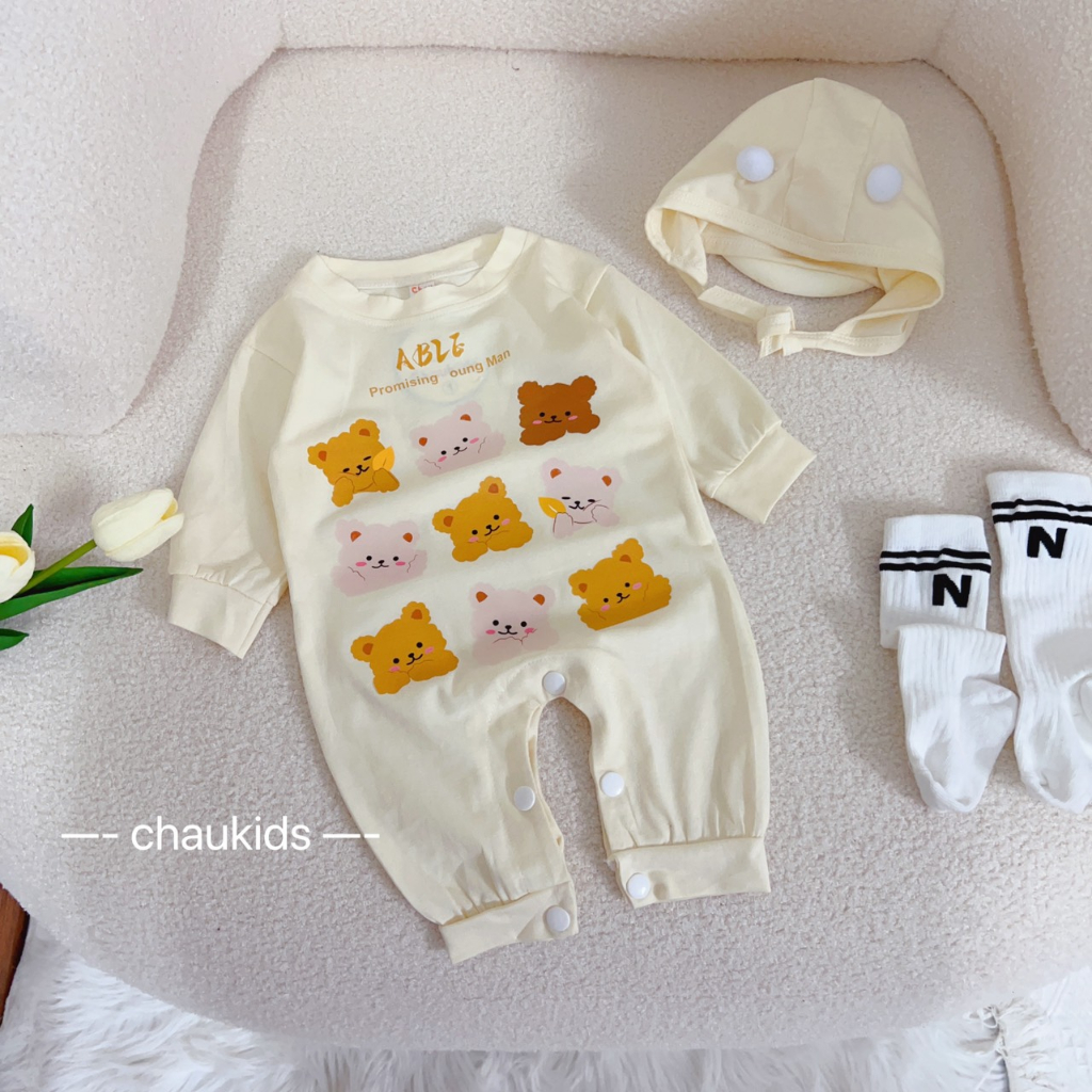 SET BODY KÈM MŨ HÌNH CHÚ GẤU DỄ THƯƠNG
