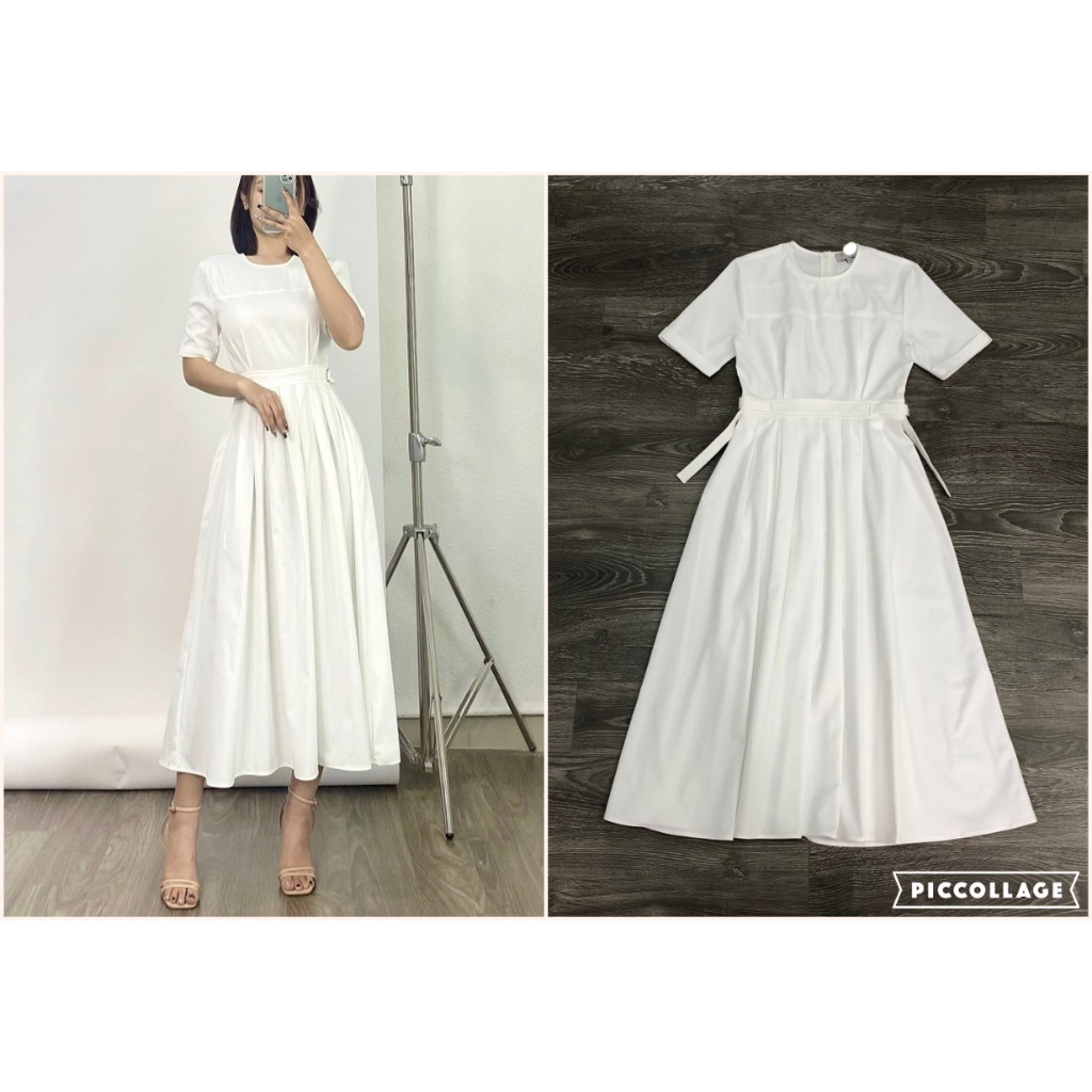 Đầm H@BBS trơn TN belt khoen 2 bên KAMI