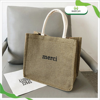 Túi cói Merci, túi cói mini đi biển thời trang - Happy Life 4U