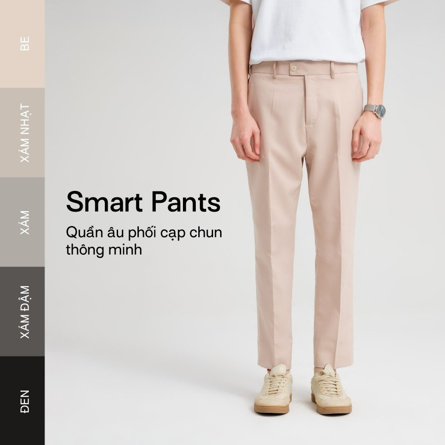 Quần âu ống suông cạp chun thông minh nam SSSTUTTER co giãn vòng bụng vận động thoái mái dáng crop công sở SMART PANTS