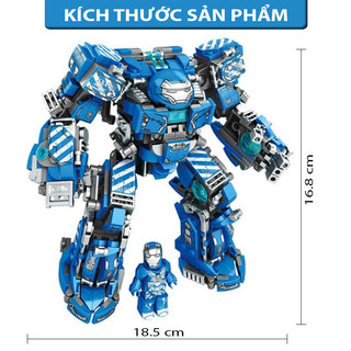 Đồ chơi mô hình lắp ráp trẻ em - Robot biến hình - Robot Hulkbuster Iron man xanh - Qùa tặng bé trai bé gái - Nhựa ABS