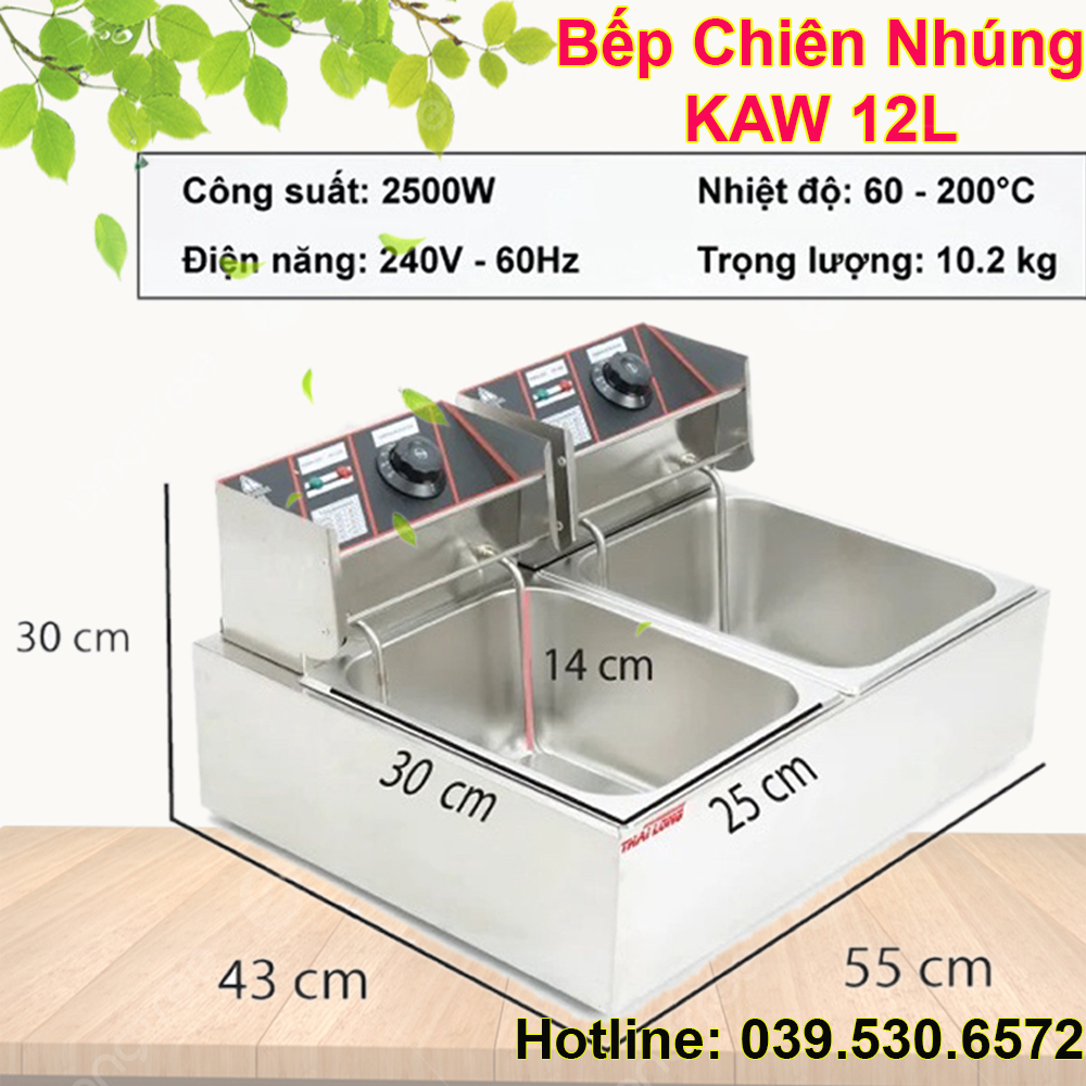 Bếp Chiên Nhúng KAW - Sunny SN02, Dung Tích 12L - Bảo Hành Chính Hãng
