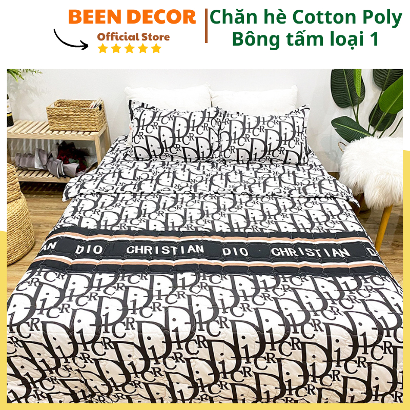 Bộ chăn mền hè trần bông ga gối 5 món Cotton poly mẫu DIOR đầy đủ kích cỡ m2/m6/m8/2m2 siêu đẹp