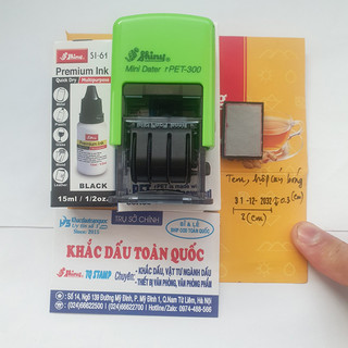 Dấu dập date Mini Dater PET-300 trên mọi chất liệu (Kèm hộp mực)