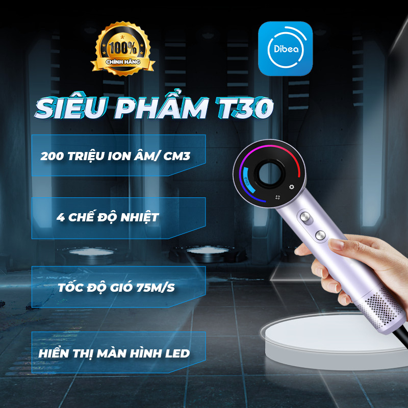 Máy Sấy Tóc Ion Âm Tốc Độ Cao, Tuần Hoàn Nhiệt Độ, Màn Hình Led Hiển Thị Thông Minh Super Air T30 Pro/Plus