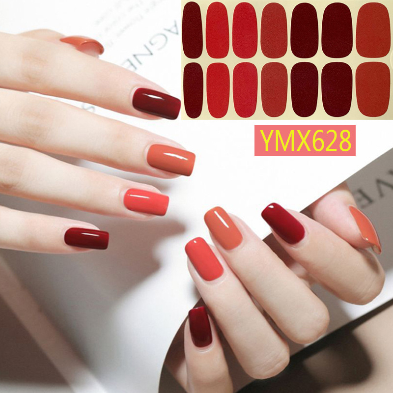 Nail sticker 14 miếng dán móng tay hoạt hình trang trí 3D YMX627-YMX660 hình dán móng màu trơn chống thấm nước