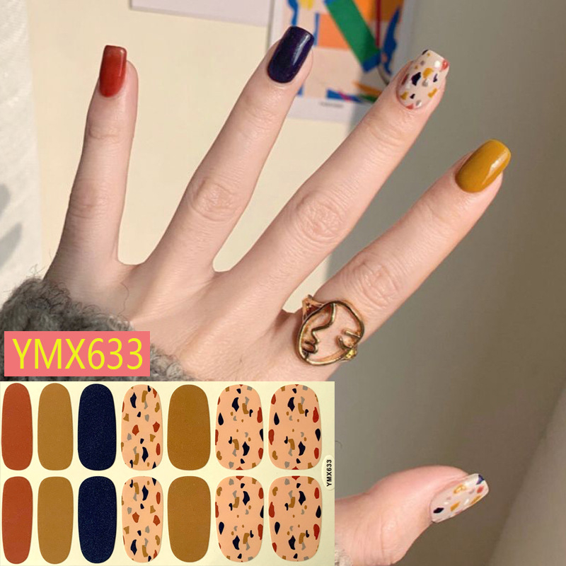 Nail sticker 14 miếng dán móng tay hoạt hình trang trí 3D YMX627-YMX660 hình dán móng màu trơn chống thấm nước