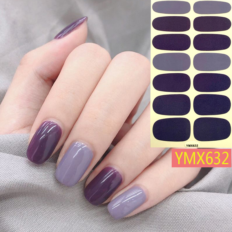 Nail sticker 14 miếng dán móng tay hoạt hình trang trí 3D YMX627-YMX660 hình dán móng màu trơn chống thấm nước
