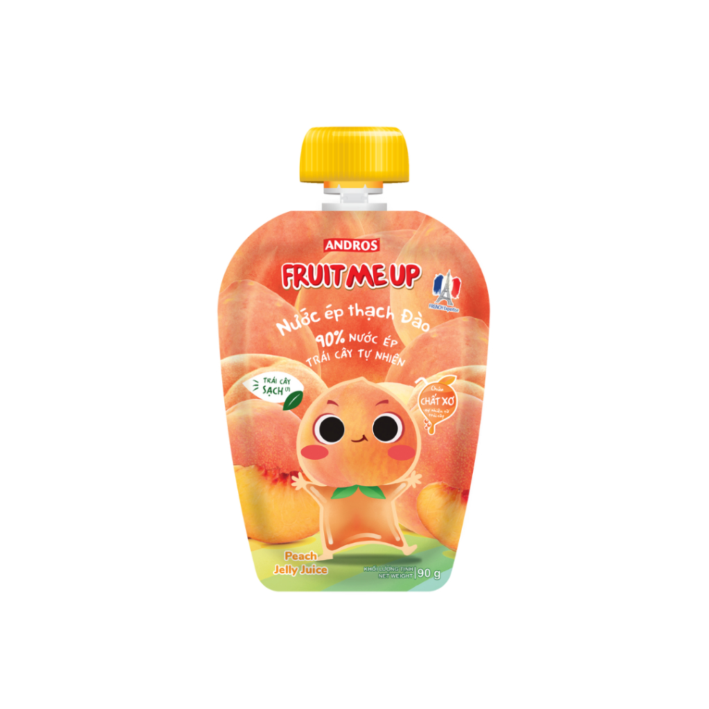 Thùng 20 Túi Thạch Hỗn Hợp 4 Vị - 90% Nước Ép Trái Cây Thật - ANDROS FRUIT ME UP - 90gx20