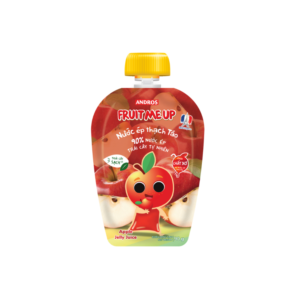 Thùng 20 Túi Thạch Hỗn Hợp 4 Vị - 90% Nước Ép Trái Cây Thật - ANDROS FRUIT ME UP - 90gx20