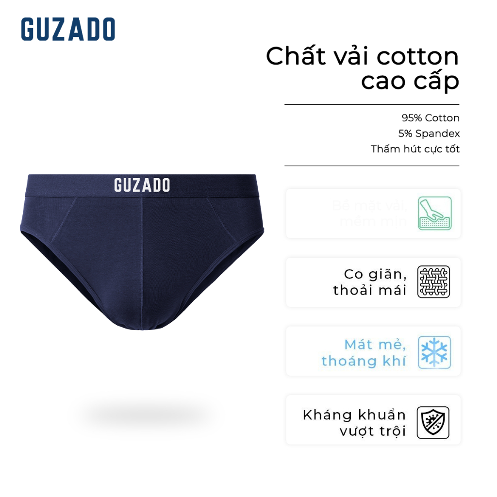 Combo 3 quần lót nam Guzado Mẫu Brief Kháng Khuẩn Hút Ẩm Tốt CB3GBF01