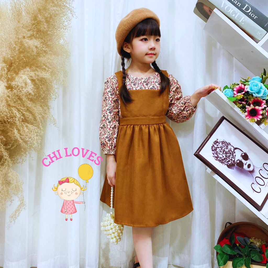Váy thu đông cho bé gái hàng thiết kế CHILOVES. Váy đầm dài tay cho bé gái chất cotton v28