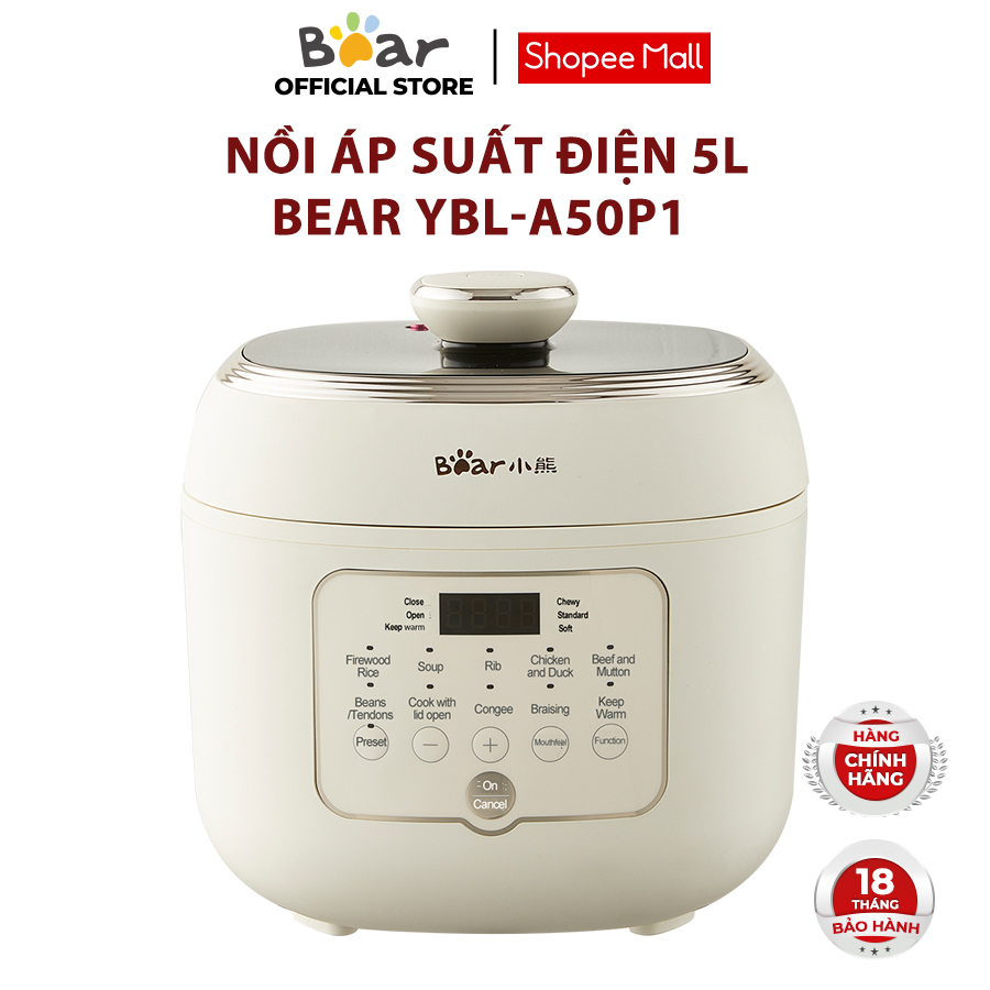 Nồi áp suất 5L Bear YLB-A50P1 (2 lòng nồi) - Hàng Chính Hãng