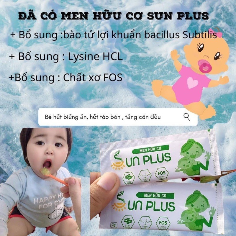 Men Hữu Cơ SunPlus - Giúp Bé Hết Biếng Ăn, Bé Hết Táo Bón, Tăng Hấp Thu,Tăng Đề Kháng, Bồi Bổ Cơ Thể Cho Bé