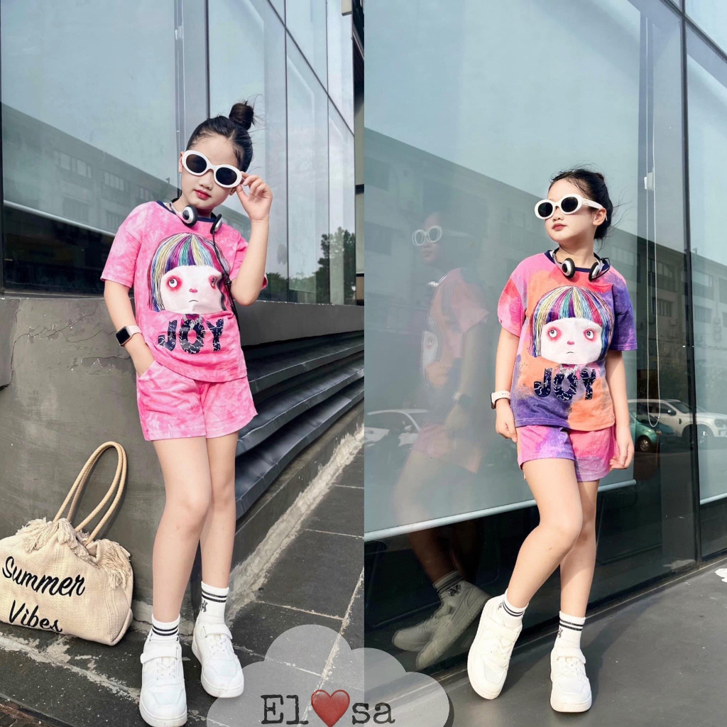 Quần áo bé gái- Bộ Loang Cộc 2 Màu Siêu Xinh Cho Bé 1-8 Tuổi