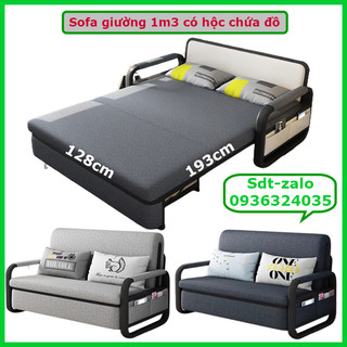 GIƯƠNG SOFA GẬP GỌN THÀNH GHẾ CÓ NGĂN CHỨA ĐỒ 1m28 X 1m92, sofa giường thông minh tiết kiệm không  gian