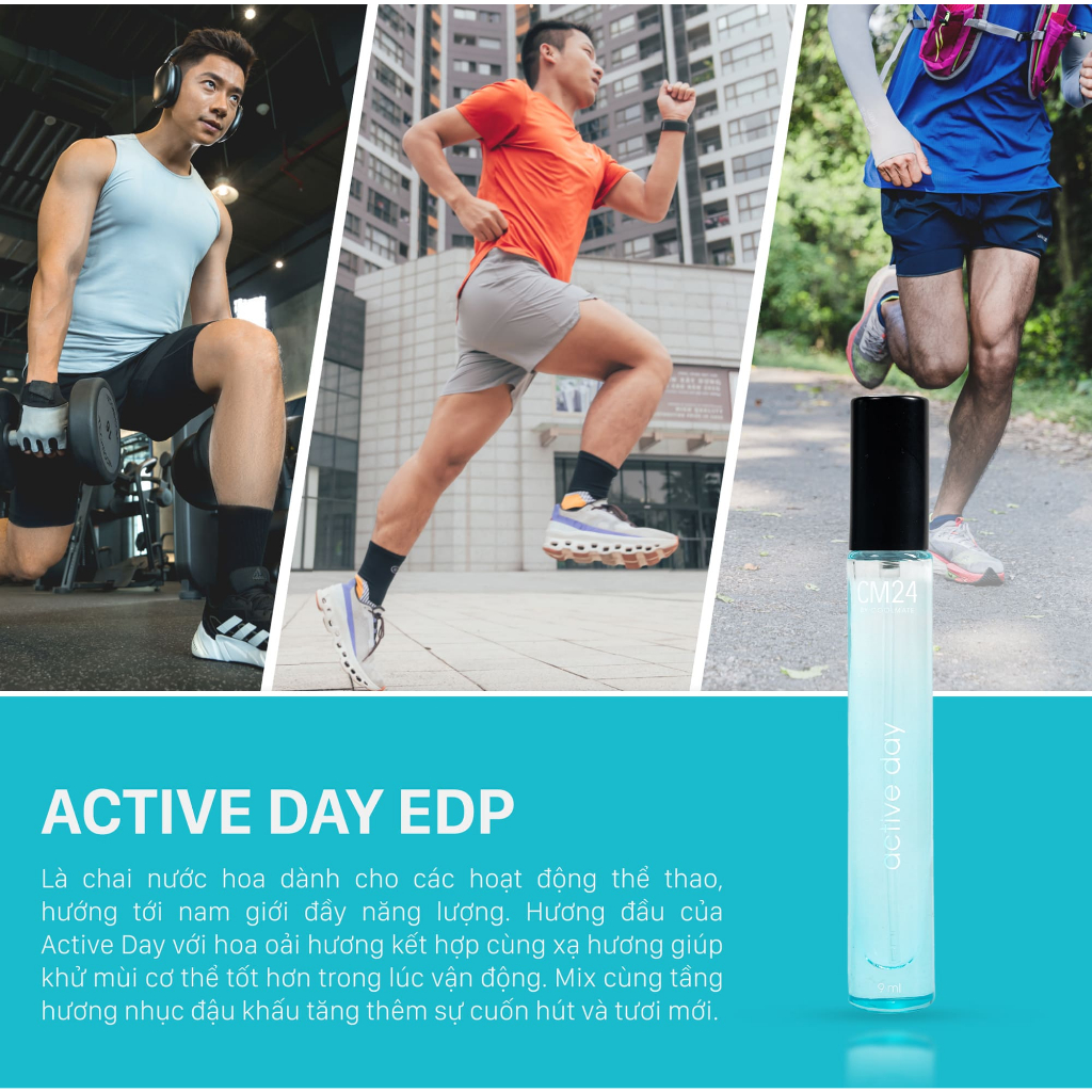 Nước hoa nam THỂ THAO CM24 ACTIVE DAY Eau de Parfum - 9ml