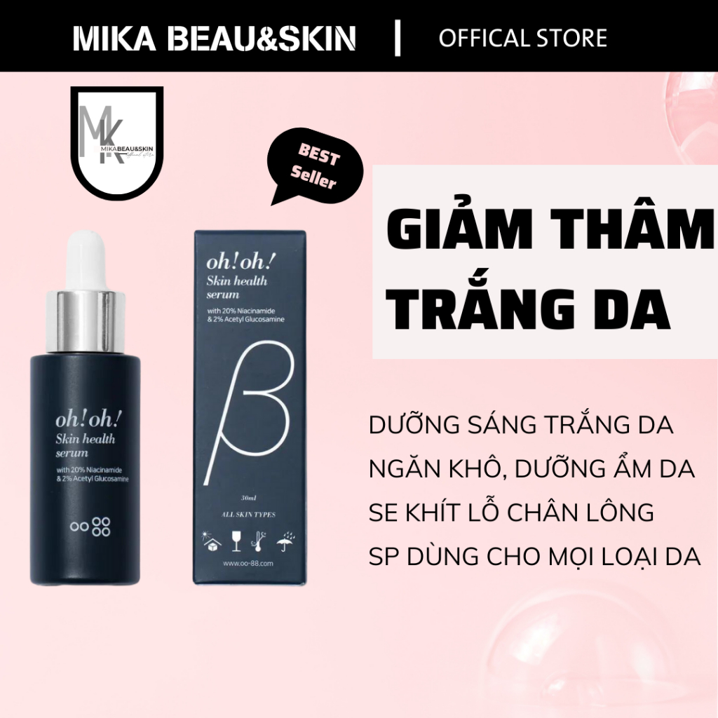 Serum Oh Oh Niacinamide 20% giảm thâm nám, thu nhỏ lỗ chân lông dưỡng sáng da Ohoh Skin Health 30 ml - Mika Beau&Skin