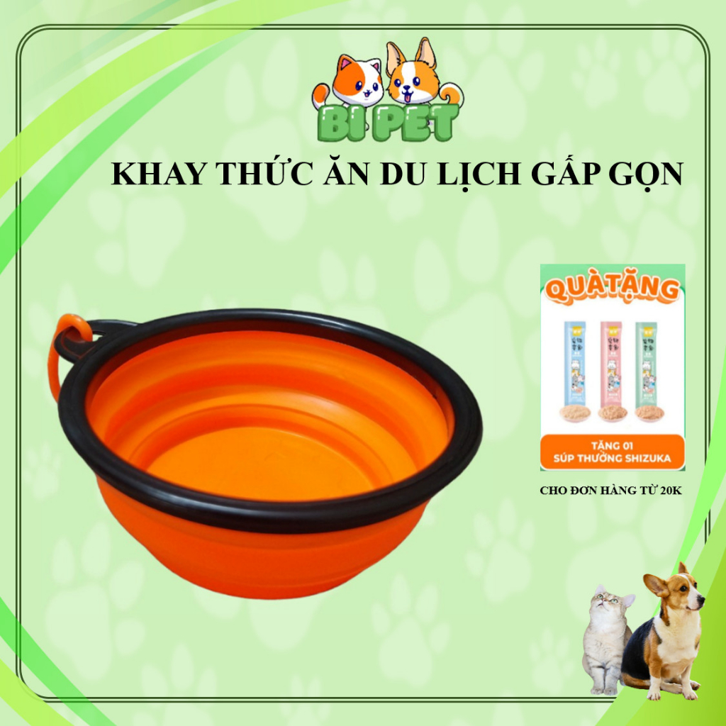 Khay thức ăn cho chó mèo gấp gọn mang đi du lịch - BI PET