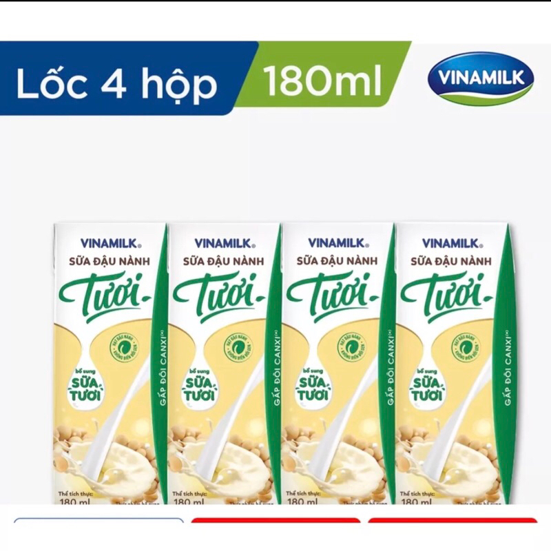 lốc 4 hộp  Sữa đậu nành TƯƠI Vinamilk 180ml