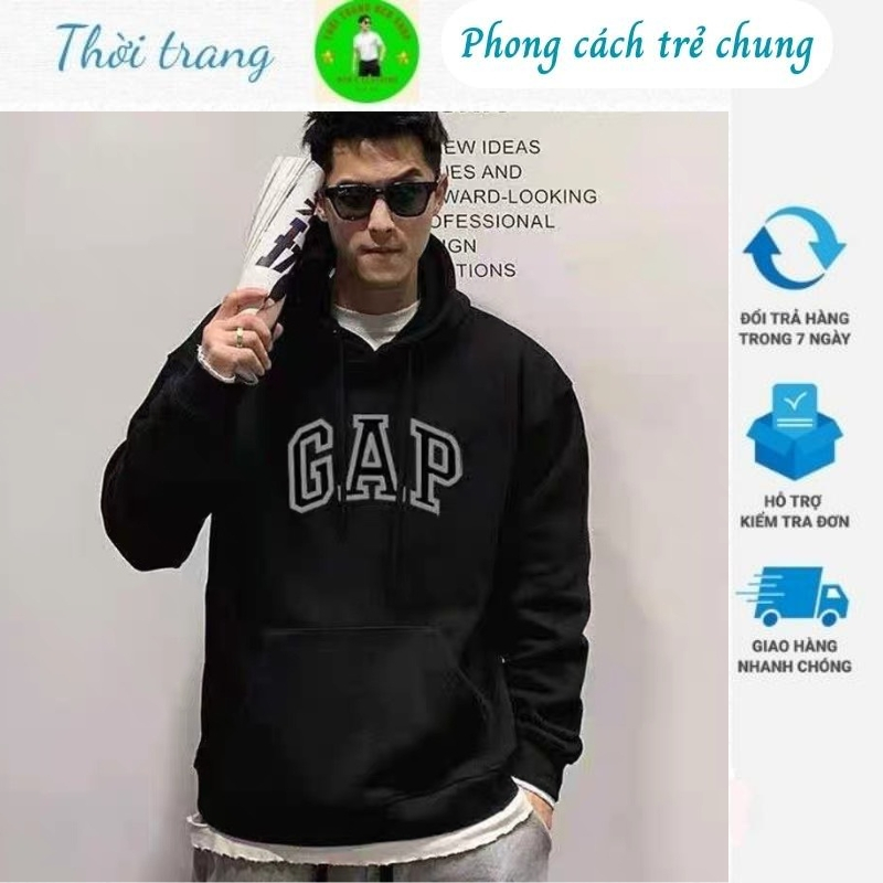 Áo Hoodie nam nỉ tay dài phong cách nhật bản in chữ GAP