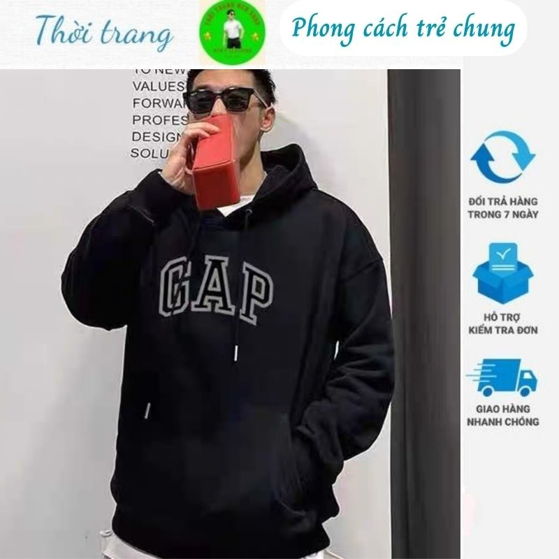 Áo Hoodie nam nỉ tay dài phong cách nhật bản in chữ GAP