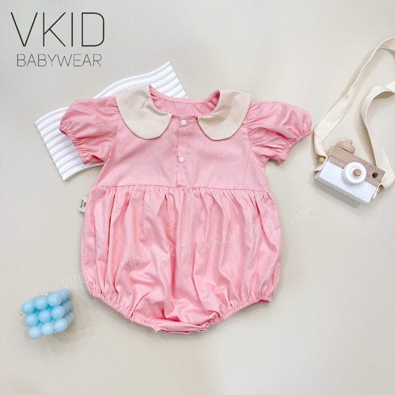 Bodysuit cổ sen xinh xắn cho bé gái chất thô cotton size 5-15kg
