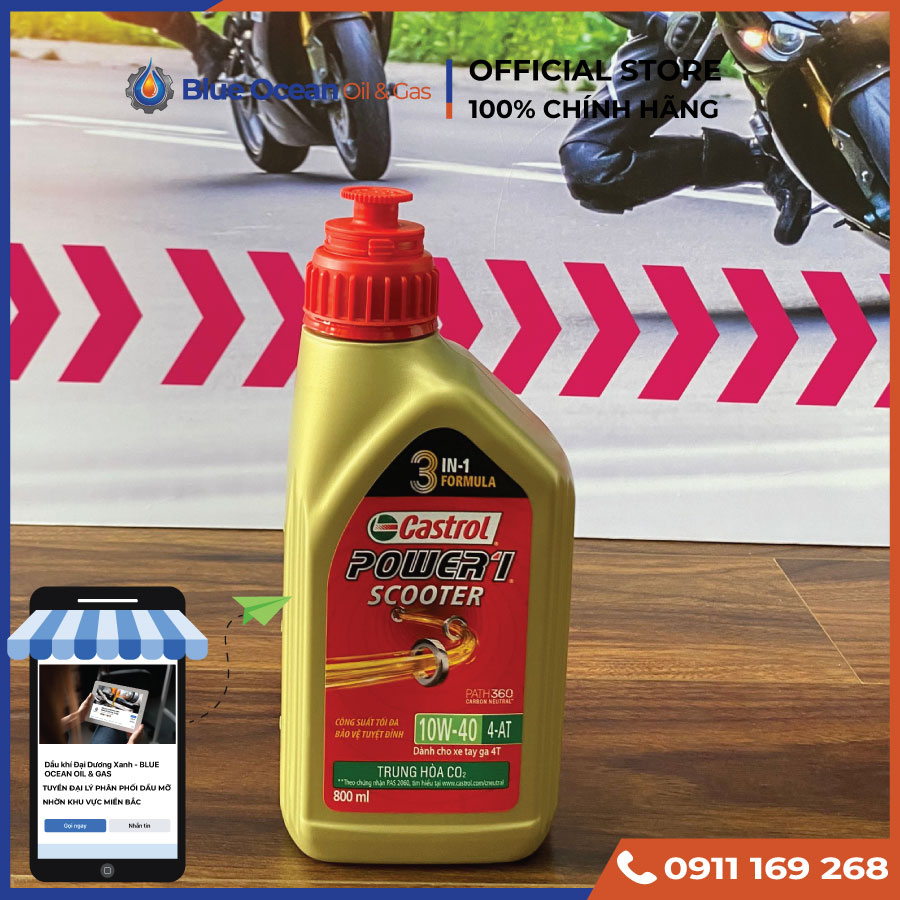 Dầu nhớt xe tay ga CASTROL POWER1 SCOOTER 4T 10W-40 800ml